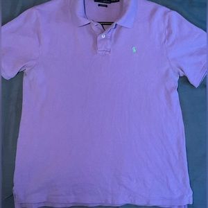 purple polo shirt